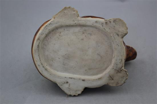 An unusual Japanese stoneware minogame teapot, late 19th / early 20th century, 19cm.